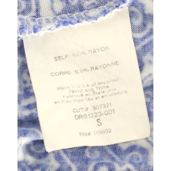 Lush Mediterranean Spaghetti Strap Maxi Blue White Pattern Soft Sun Dress S - Picture 7 of 9